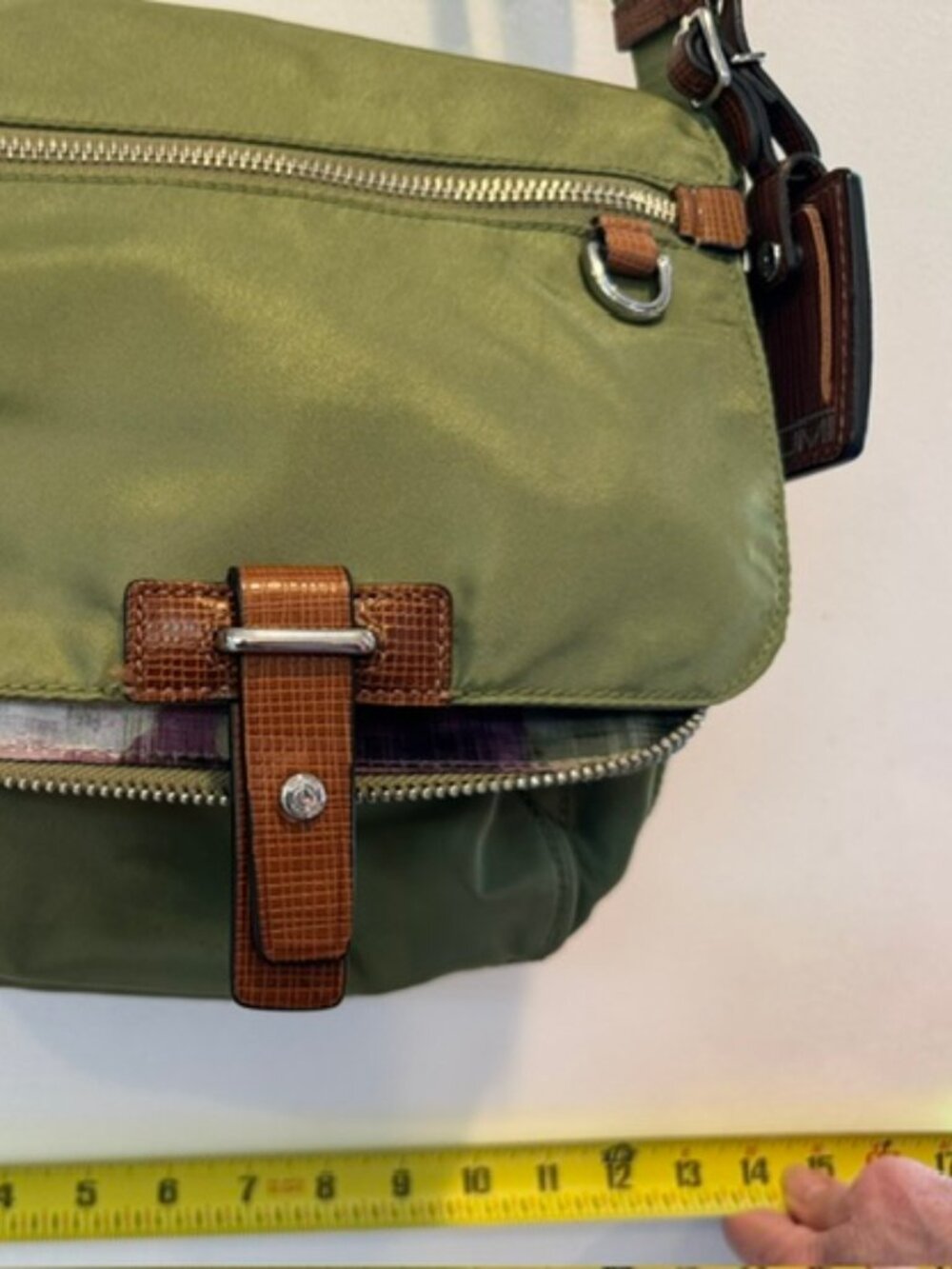 TUMI Nylon Forrest Green Voyageur Lugano Shoulder Crossbody Bag - Picture 9 of 10